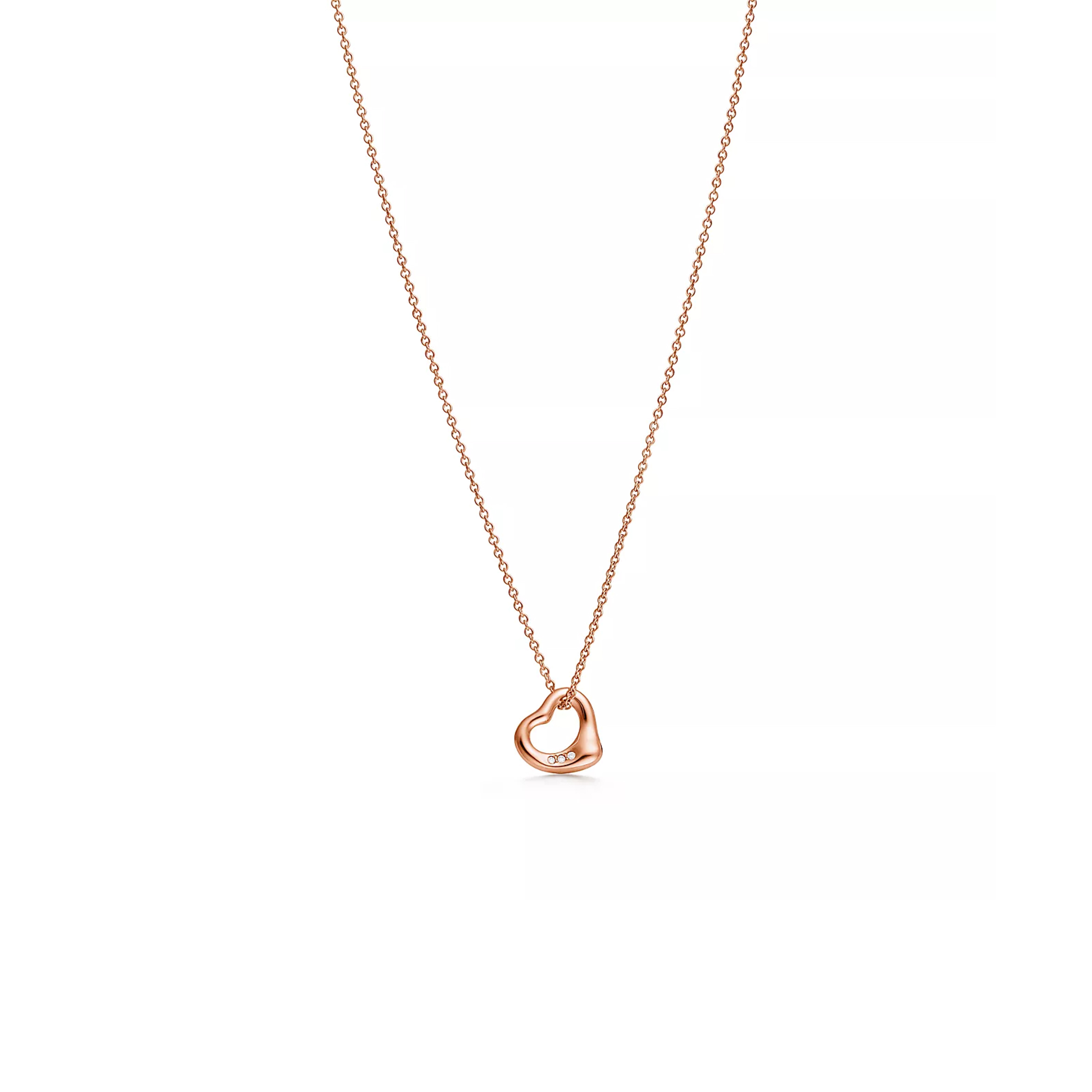 TIFFANY ELSA PERETTI® OPEN HEART PENDANT IN 18K ROSE GOLD WITH DIAMONDS 68113660